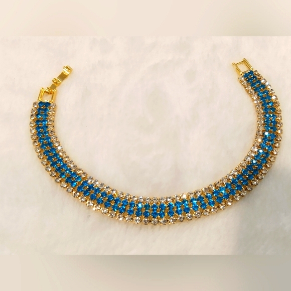 Bracelet, Aquamarine & White Sapphire Simulated Stones! Quality Fashion Jewelry! - Picture 5 of 6